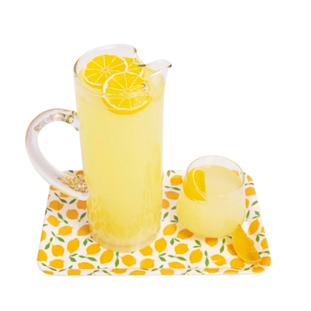 To The Market Lemon Print Tray | Boho Summer Kitchen Decor